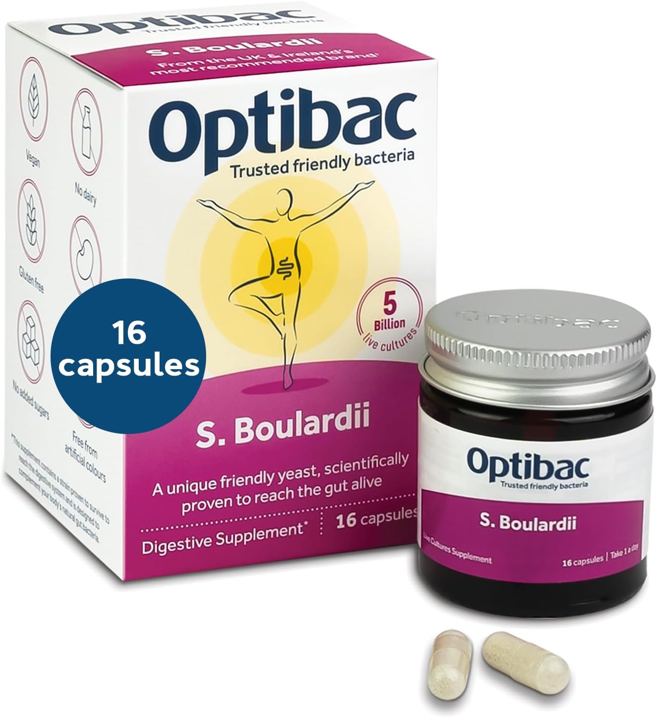 OptiBac Probiotics Saccharomyces Boulardii - 16 Capsules