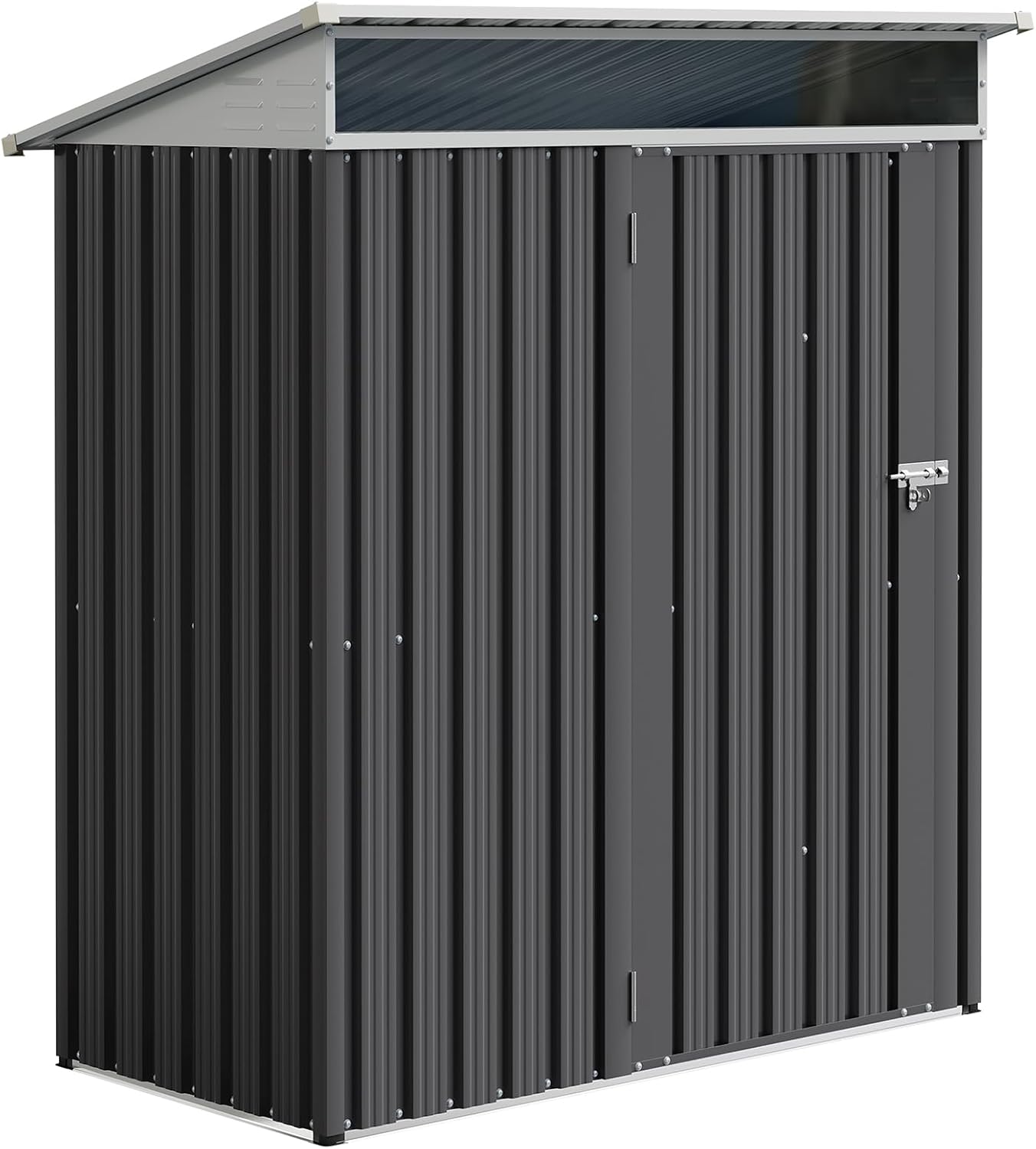 JYQAQA 5x3 FT Outdoor Garden Storage Shed, Waterproof Metal Garden Sheds with Window and Lockable Double Door, Weather Resistant Steel Tool Storage House Shed for Patio, Lawn Dark Gray