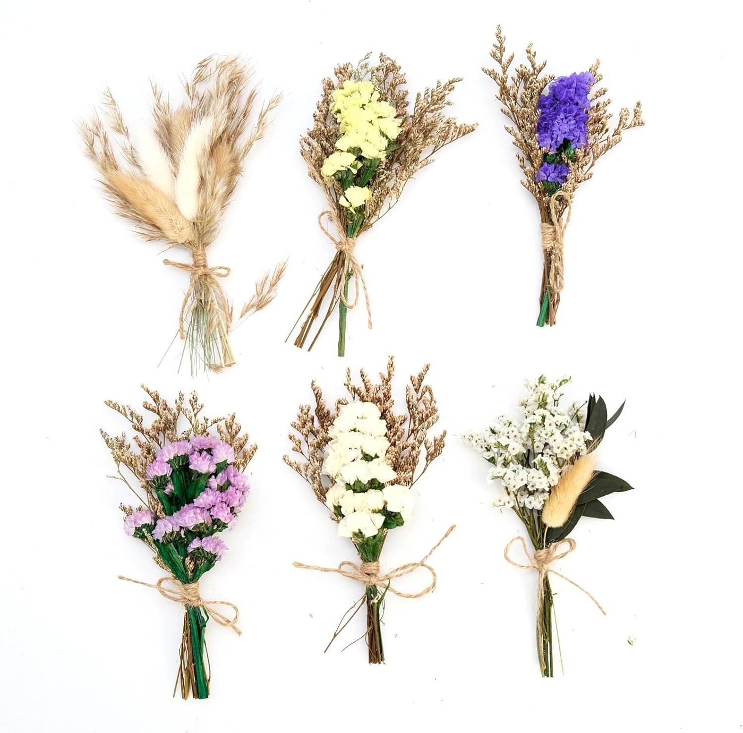 6 Pcs Mini Dried Flowers Bouquet, Mixed Natural Dried Flower Plant for DIY Crafts Photo Props Card Scrapbooking Gift Decor