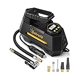 AstroAI Tire Inflator Portable Air Compressor Tire Air Pump for Car Tires - Car Accessories, 12V DC Auto Pump with Digital Pressure Gauge, Emergency LED Light for Bicycle, Balloons, Yellow