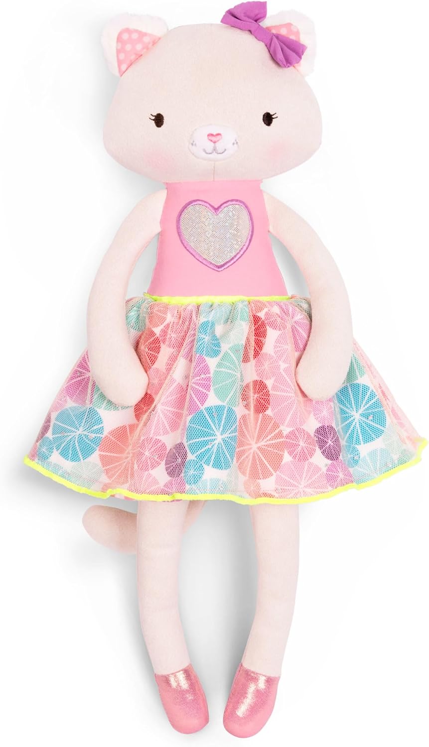 B. toys – Plush Cat Baby Doll with Ballet Tutu & Sparkly Shoes – 15-Inch Soft Cuddly Stuffed Animal Baby Toys for Toddlers – Machine Washable Kitty for Bedtime, Playtime & Nursery