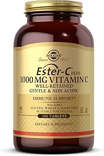 Solgar Ester-C 1000mg Vitamin C Tablets - Gentle, Non-Acidic, Antioxidant Support - 180 Vegan Tablets