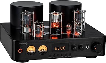 Dayton Audio HTA200 Integrated Stereo Hybrid Hi-Fi Vacuum Tube Class A/B Amplifier 200 Watts RMS with Subwoofer Output, Headphone Output, Bluetooth 5.0, with Record Player Phono Preamp and USB DAC
