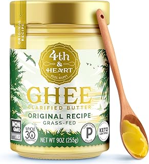 4th & Heart Original Grass-Fed Ghee, Clarified Butter, Keto, Pasture Raised, Lactose and Casein Free, Certified Paleo (9 Ounces)