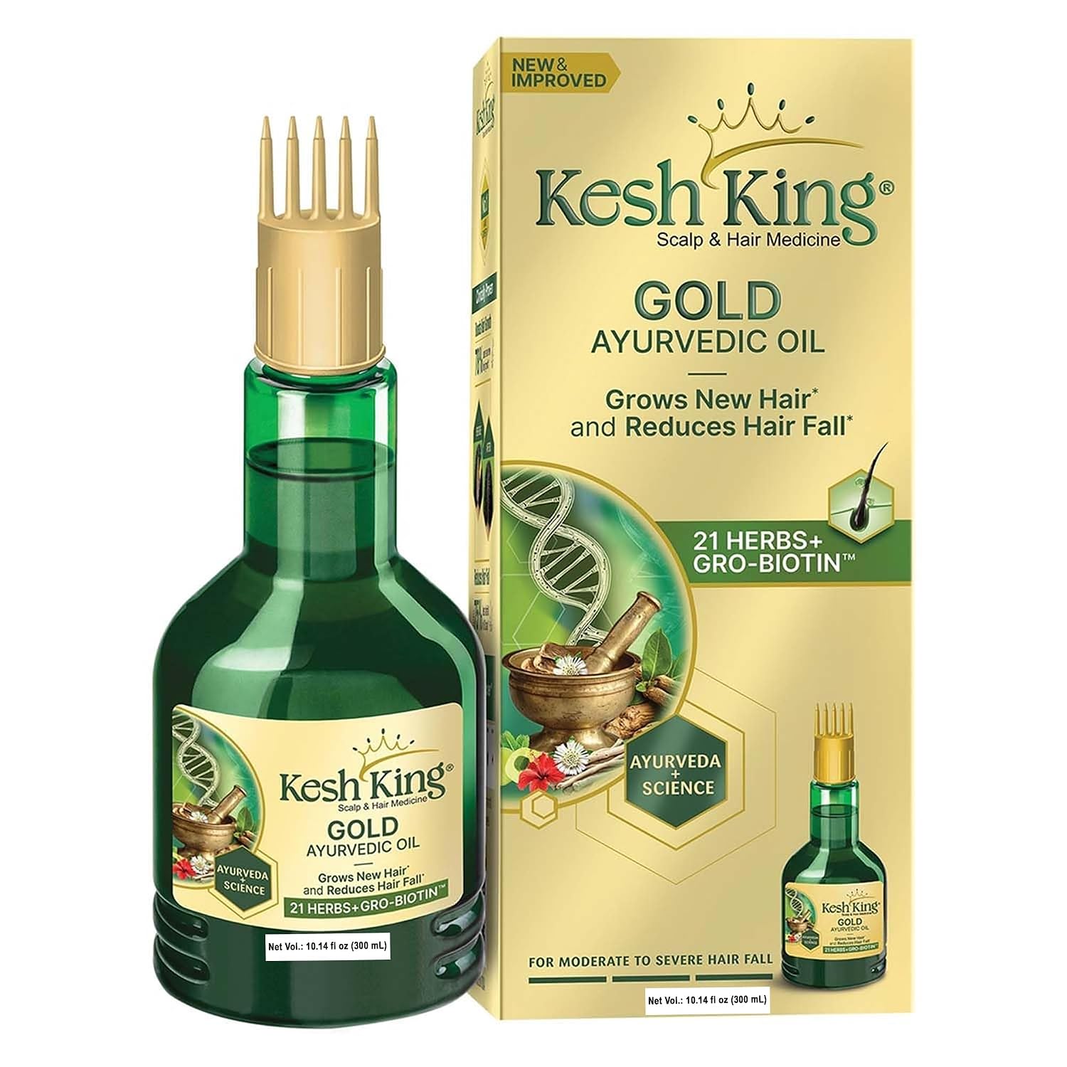 Kesh King Ayurvedic Hair Oil | Herbal Oil with Bhringraj & Amla | Enhance Hair Growth | Reduce Hairfall | Nourishes Scalp | Provides Long & Thick Hair | 10.14 Fl Oz/300ml