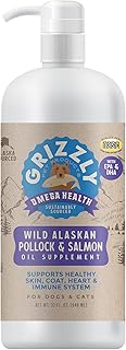 Grizzly Omega Health for Dogs & Cats, Wild Salmon Oil/Pollock Oil Omega-3 Blend