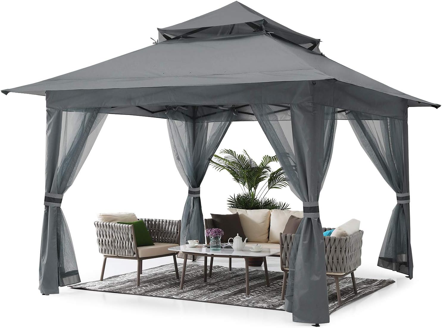 ABCCANOPY Pop Up Gazebo 13x13 - Outdoor Canopy Tent with Mosquito Netting for Patio Garden Backyard(Gray)