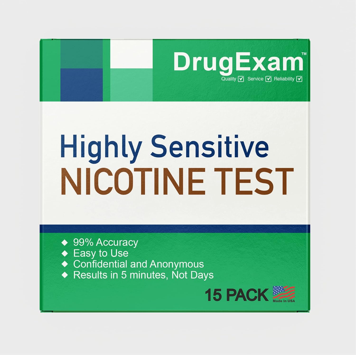 15 Pack - DrugExam Made in USA, Nicotine Tobacco Cotinine Urine Test Strip Kit - Urine Dip Strip Testing Cotinine from Smoking (15 Pack)
