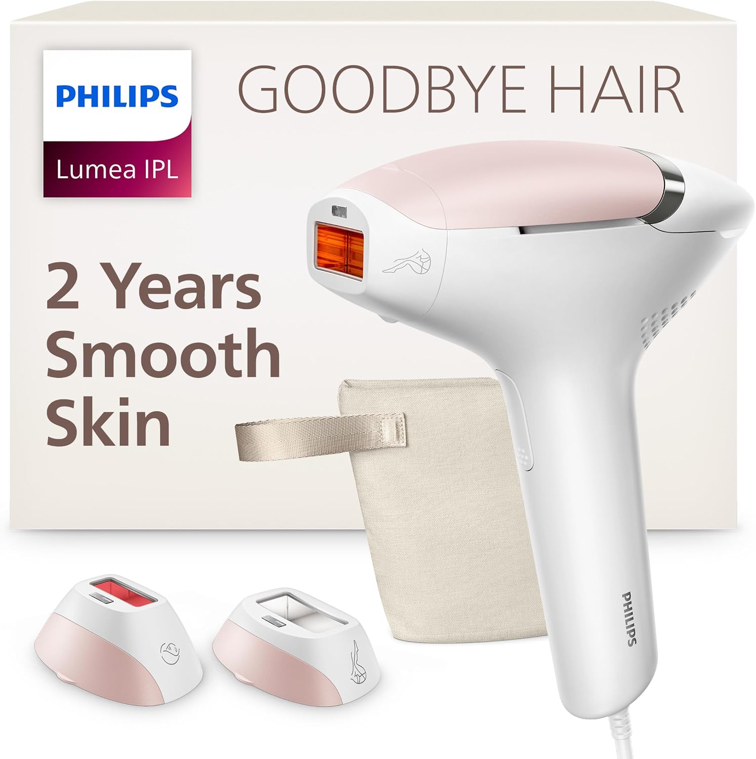 Philips Lumea IPL — Salon-like Laser Hair Removal, Permanent Hair Reduction Device At Home for Body & Facial Hair Removal for Women with Unique UV Filter for Face — 5 Settings, Skin Sensors, BRI932/03