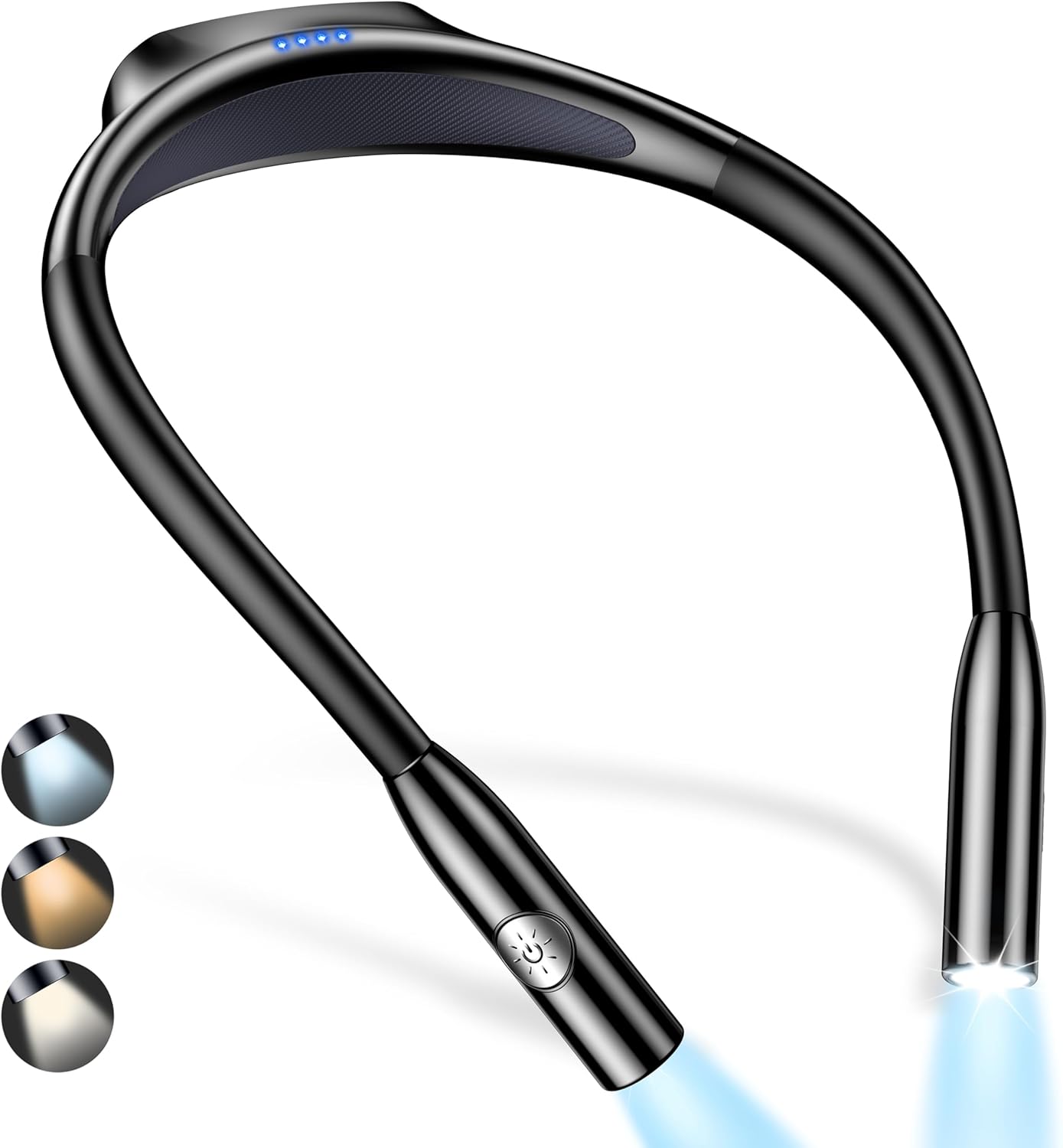 Gritin LED Neck Reading Light,Book Light for Reading in Bed-Eye Caring 3 Colors,Dimmable Brightness,Bendable Arms,80+Hrs Runtime,Neck Round Design,Comfortable&Lightweight for Reading,Crafting,Knitting