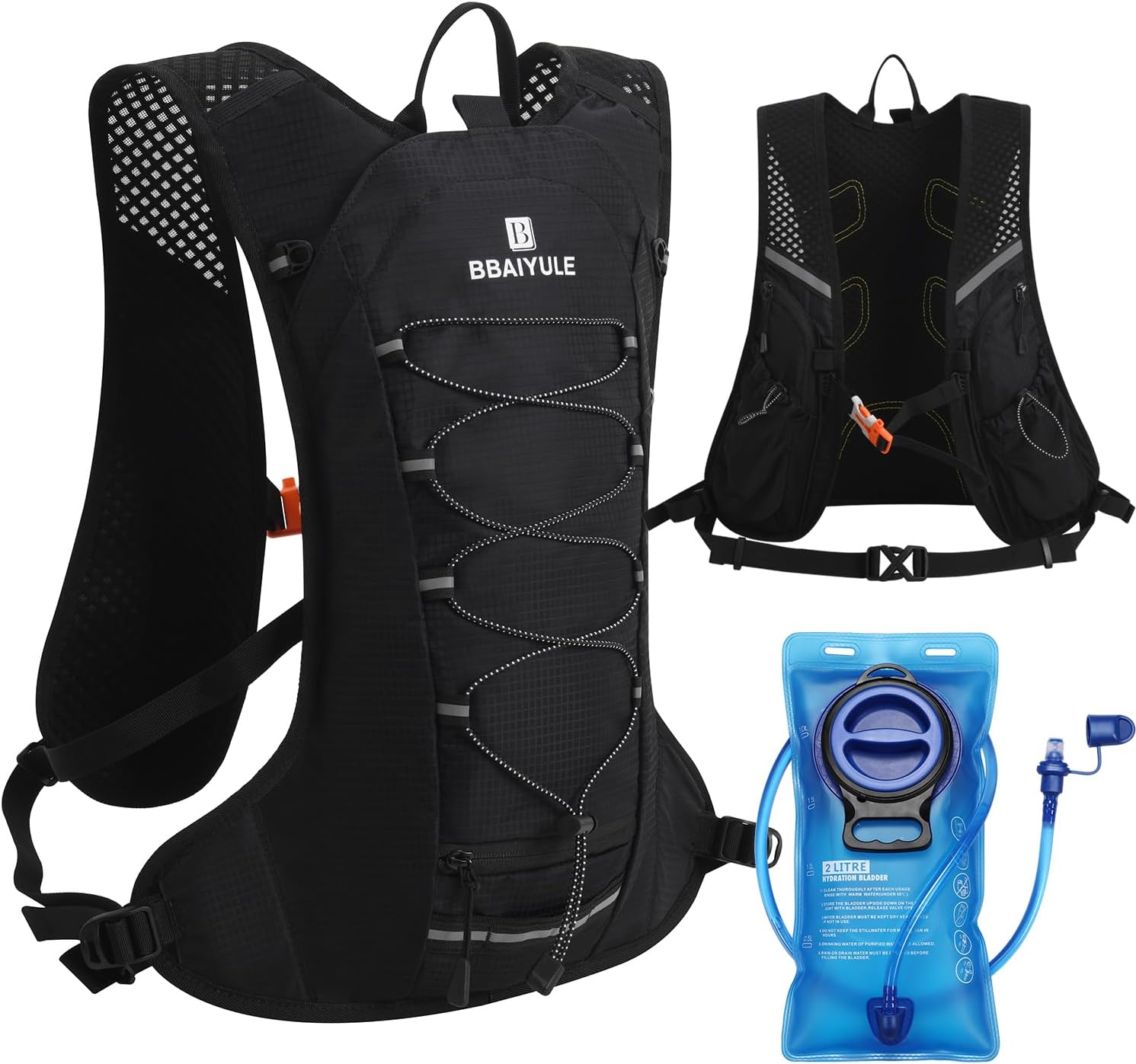 BBAIYULE® Hydration Backpack,Large Cycling Water Backpack with 2L Bladder for Men Women,Hydration Vest for Hiking Biking Climbing Trail Running,Big Running Vest Backpack