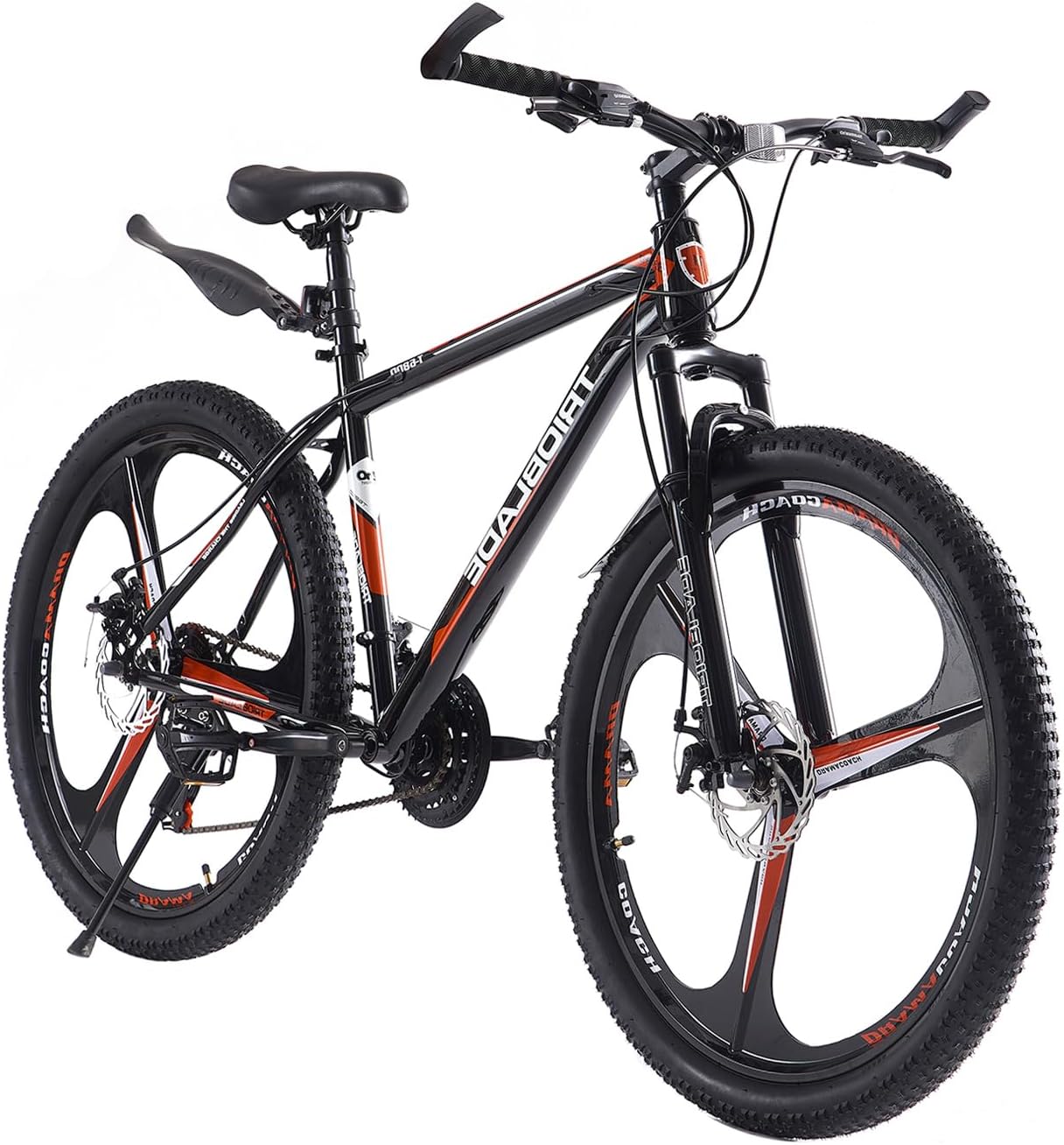 TRIOBLADE 27.5 Inch Mountain Bike 3 Spoke Wheels Mountain Bicycle 21 Speeds Shimano Disc Brake Bike 17.5 Inch Lightweight Aluminium Frame Bicycle for Adult Men Women (Black & Red)
