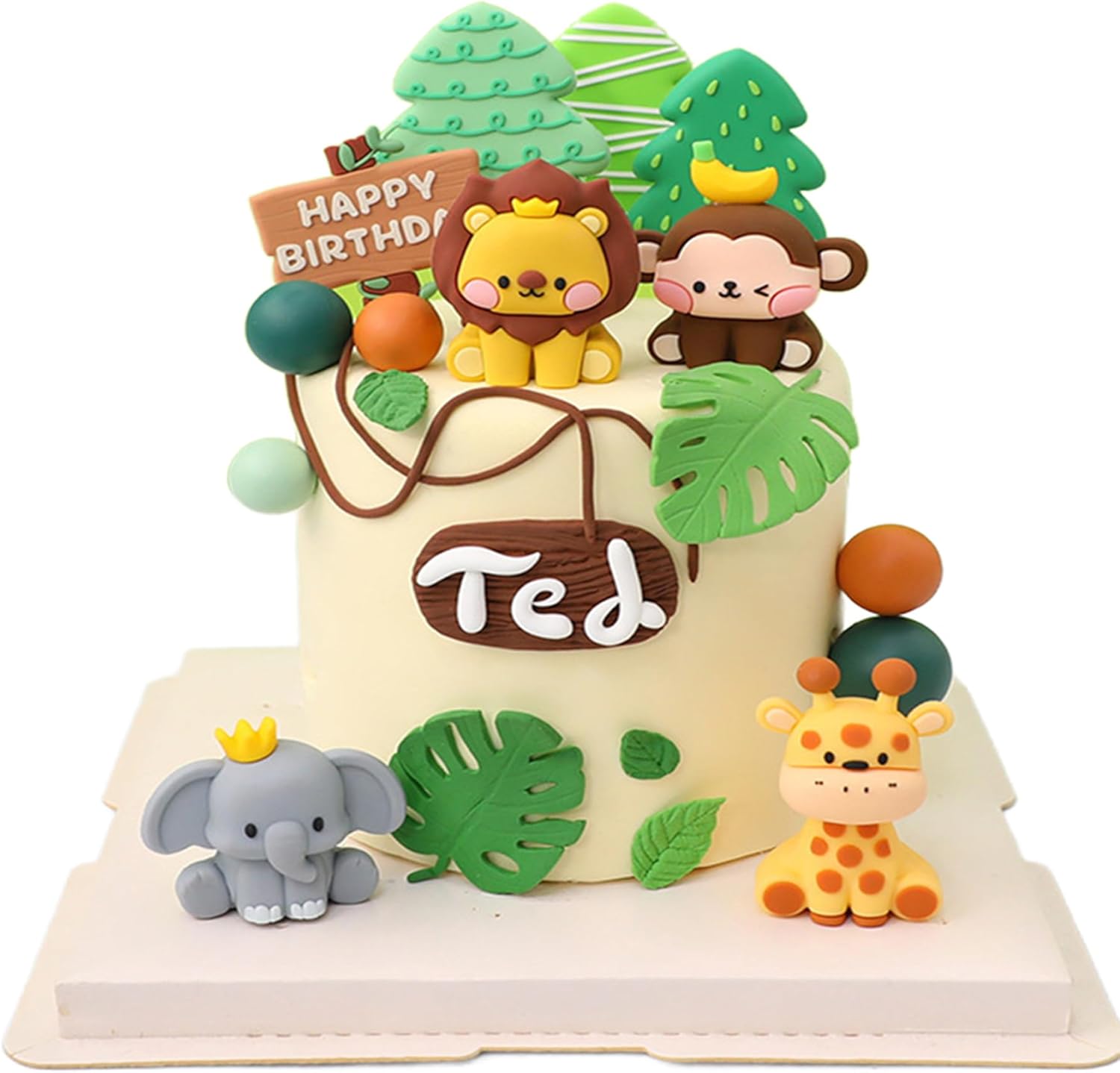 MAIGO 10pcs Wild One Cake Topper - Jungle Cake Decoration,1st Birthday Decorations for Boys,Giraffe Monkey Elephant Lion Tiger Cake Jungle Animals Birthday Party Decoration,Safari Animal Cake Toppers