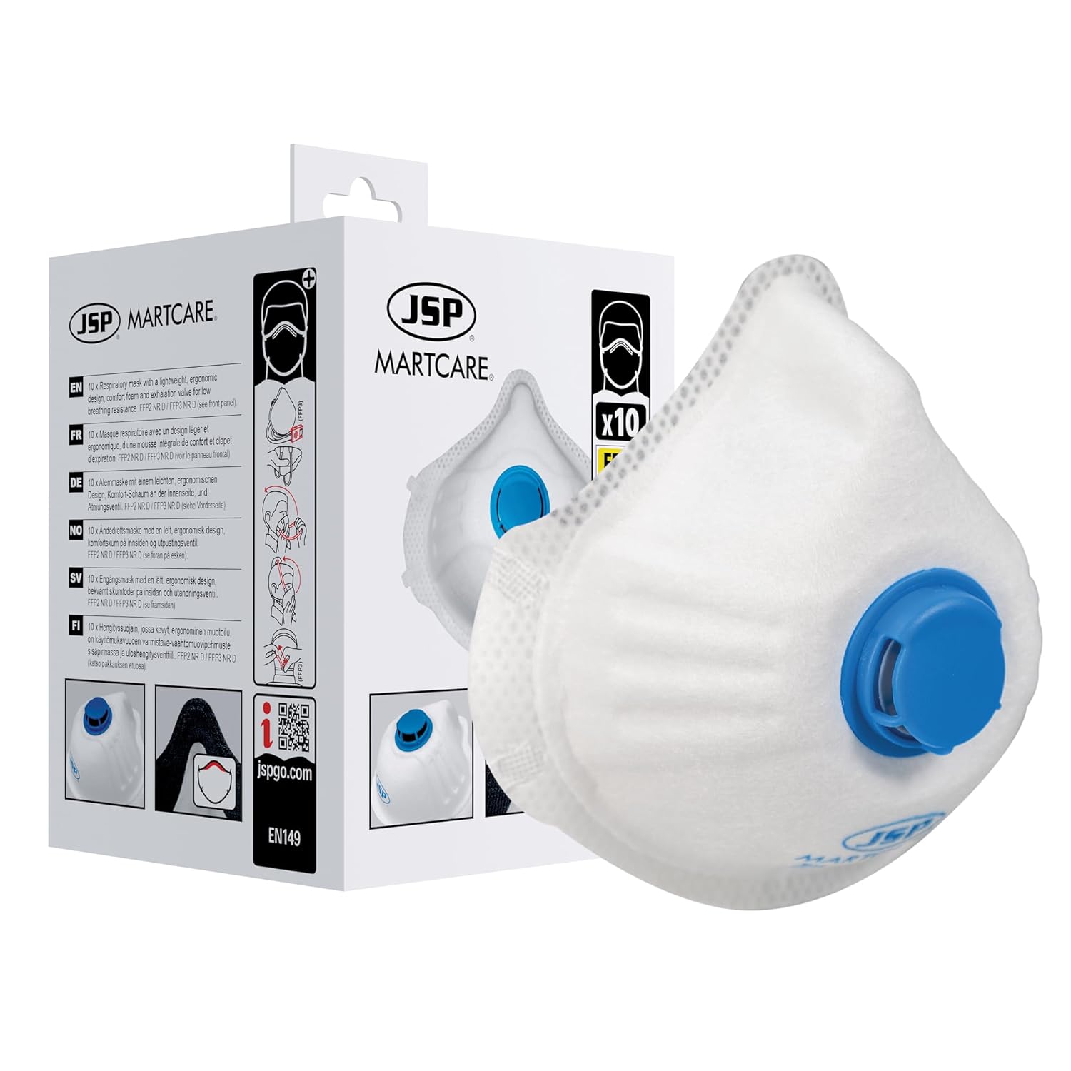 JSP Martcare Disposable Moulded Mask FFP3 Valved (M32) Box of 10