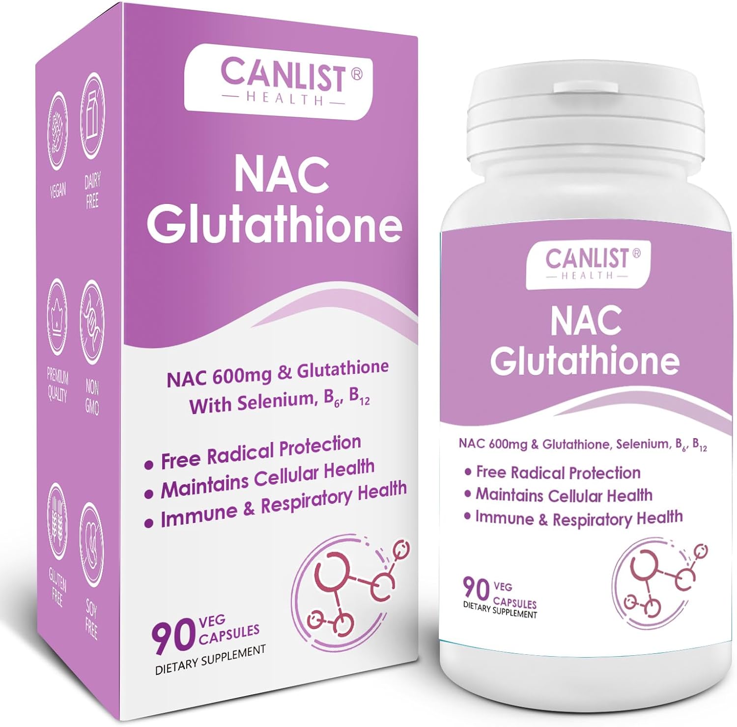 NAC Supplement (N-Acetyl Cysteine) 600mg with Glutathione 400mg, Enhanced Absorption for Liver Health, Antioxidant Support & Detox, Non-GMO, Gluten Free, 90 Veggie Capsules