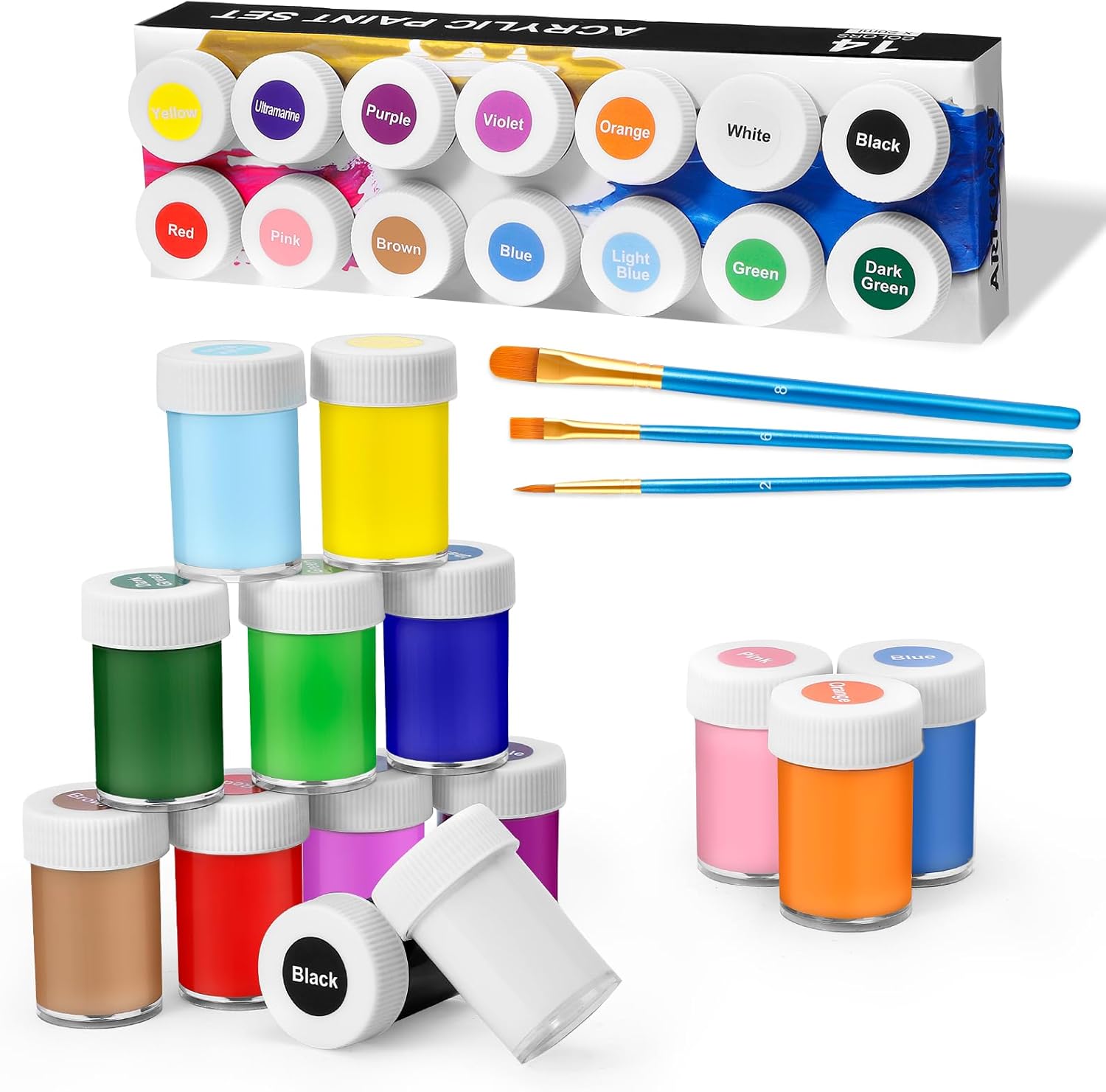Acrylic Paint Set 14 Tubes - 20ml/Tube Non Toxic Acrylic Craft Paints for Artists Beginners Canvas Wood Painting, No Fading & Rich Pigment