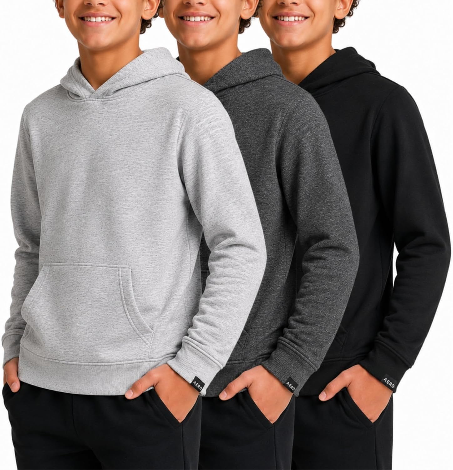 AEROPOSTALE Boys Active Hoodie 3-Pack, Soft Cozy Pullover Sweatshirts, 4-16