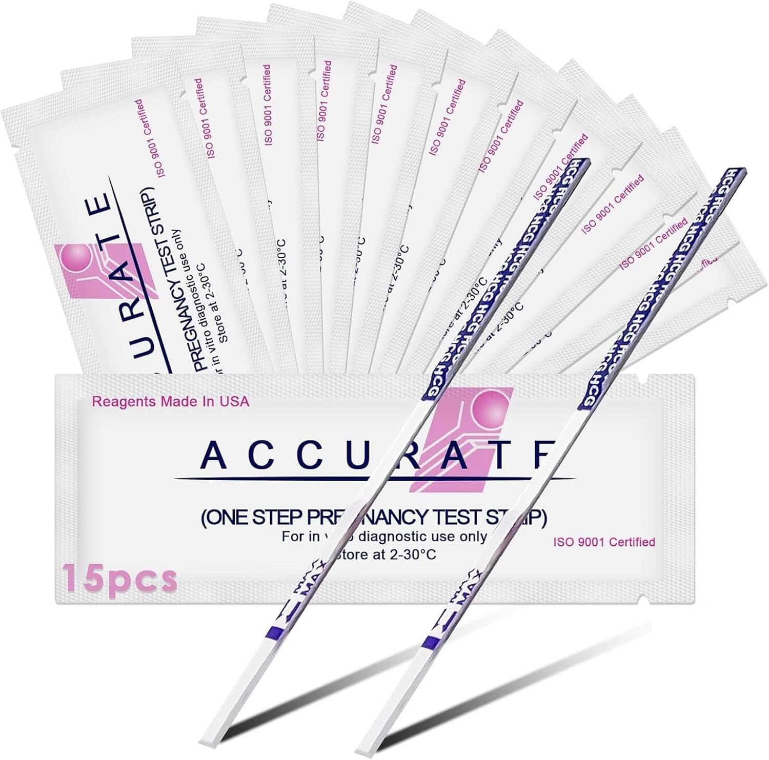 15 Pregnancy Test Strips, HCG Pregnancy Test Strips, Early Pregnancy Tests, Pregnancy Early Detection Individually Pregnancy Test Kit, 2.5MM Width, 10 MIU/mL with Fast and Accurate Results