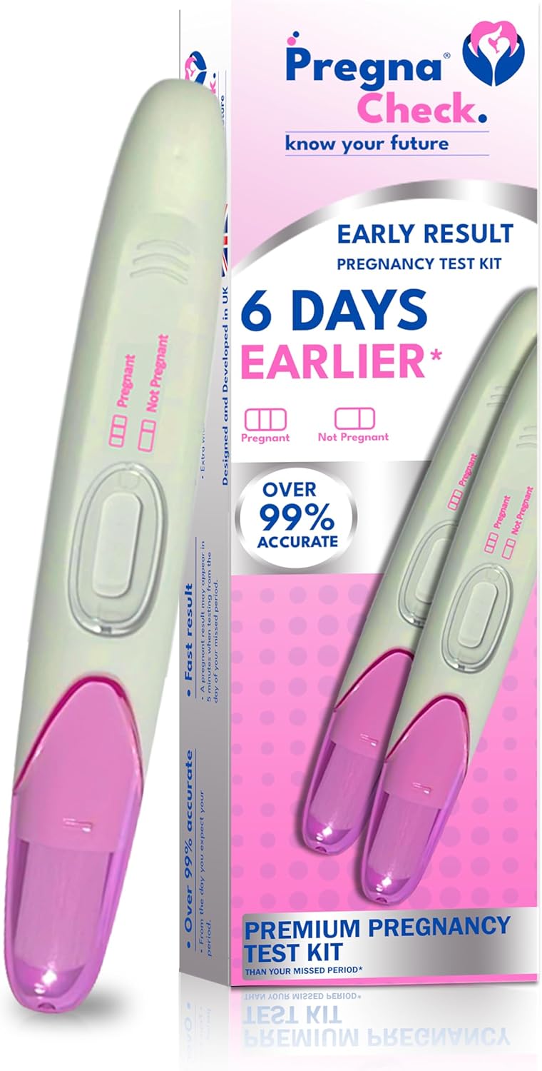 Pregnacheck Early Detection Pregnancy Test, Results 6 Days Early, Highly 99% Accurate, 2 Tests in 1 Pack