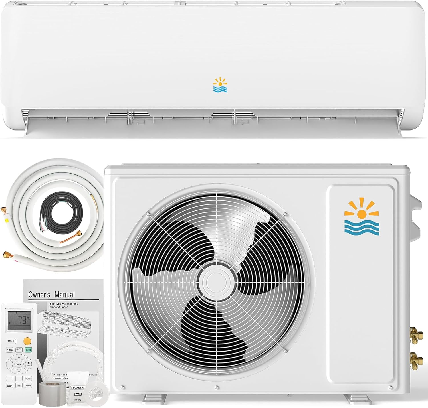 Mini Split Ac/Heating System - 12000 BTU Ductless Mini Split Air Conditioner with Heat Pump, 19 SEER2 115V Energy Efficient Ac Unit Up to 750 Sq.Ft with Installation Kit