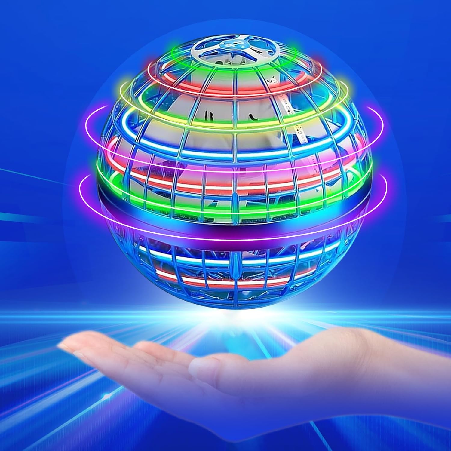 Flying Orb Ball Toys for Kids Adults, Hand Controlled Boomerang Ball, Soaring Flying Spinner Mini Drone, Hover Flying Ball Toy with LED Lights, Student Boys and Girls Birthday Gifts