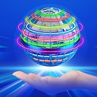 Flying Orb Ball Toys for Kids Adults, Hand Controlled Boomerang Ball, Soaring Flying Spinner Mini Drone, Hover Flying Ball Toy with LED Lights, Student Boys and Girls Birthday Gifts