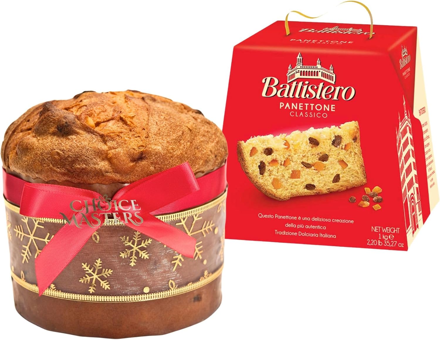 Italian Panettone | Battistero Panettone Classico 1Kg - Italian Holiday Tradition at Your Doorstep | Traditional Recipe Classic Christmas Cake | Suitable For Vegetarians | 1Kg