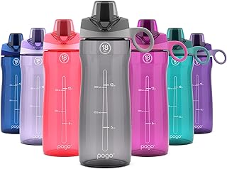 Pogo Plastic Water Bottle with Chug Lid and Carry Handle, Reusable, BPA Free, Dishwasher Safe, Perfect for Travel, School, Outdoors, and Gym | 18oz, 32oz, 40oz, 64oz