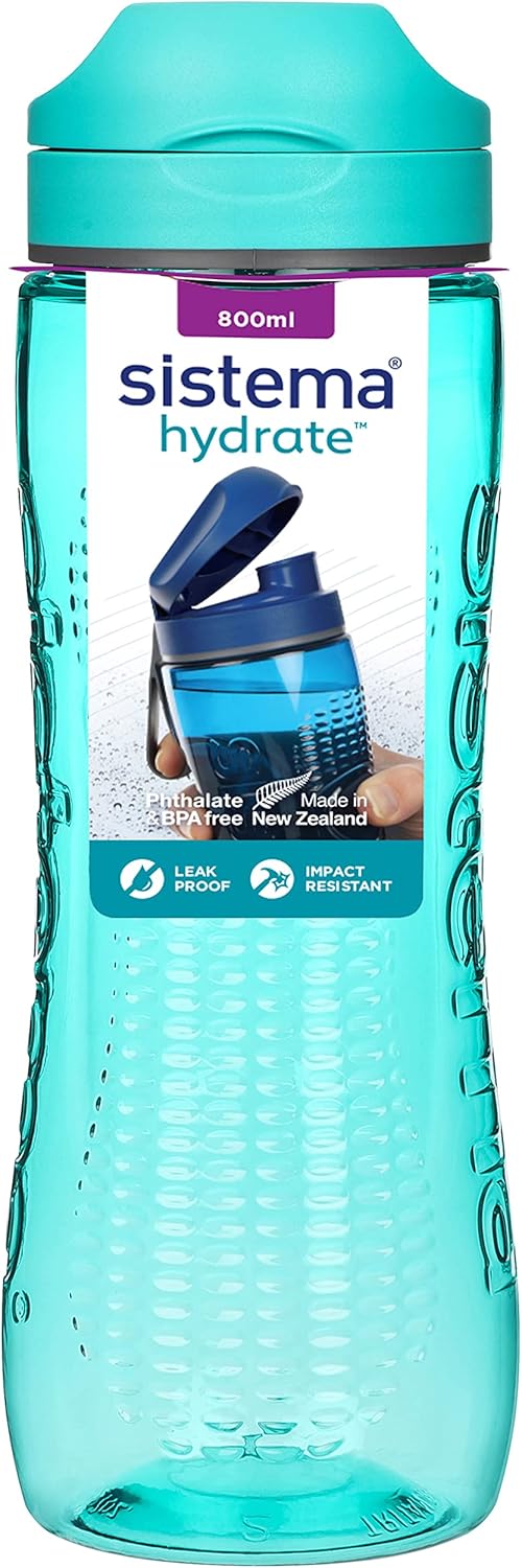 Sistema Hydrate Tritan Active Sports Water Bottle | 800 ml | Leakproof Water Bottle | BPA-Free | Assorted colors