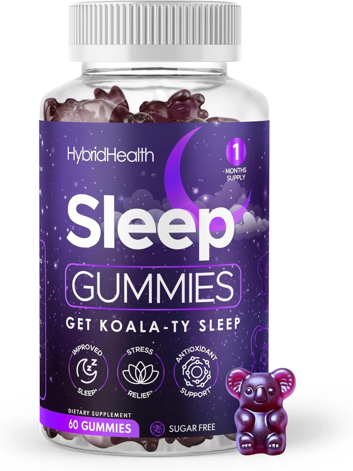 Sugar Free Sleep Gummies x 60 | Maximum Strength | with Ashwagandha, Magnesium, Chamomile Extract | Natural Berry Flavoured | Get Koala-Ty Sleep