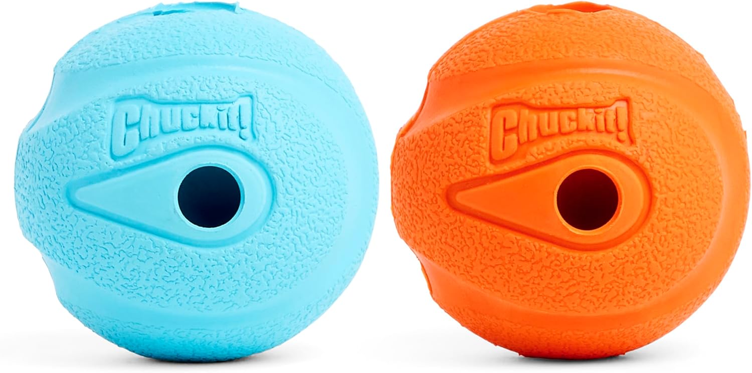 Chuckit! Whistler Ball Dog Toy, Pack of 2, Multicolor, Medium (2.5 Inch Diameter) for Dogs 20-60 lbs