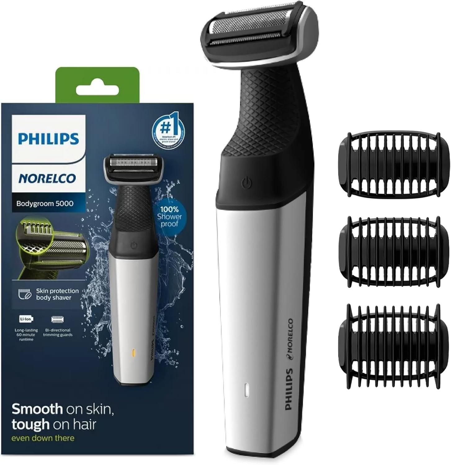 Philips Norelco Body Groomer Series 5000 Shaver, Manscaping Trimmer for Men, Showerproof Groin Trimmer
