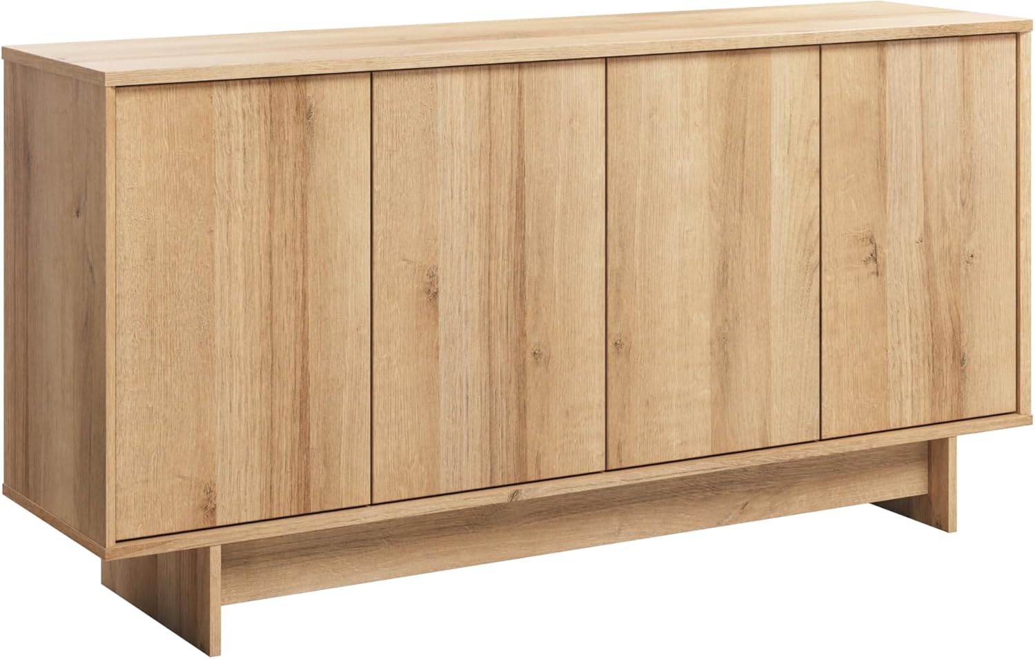 Prepac Natural Oak Finnley Sideboard Cabinet Buffet Cabinet with Storage Accent Cabinet for Living Room, Kitchen, Entryway Cabinet with Adjustable Shelves Push Latch System 16" D x 61.5" W x 30.75" H
