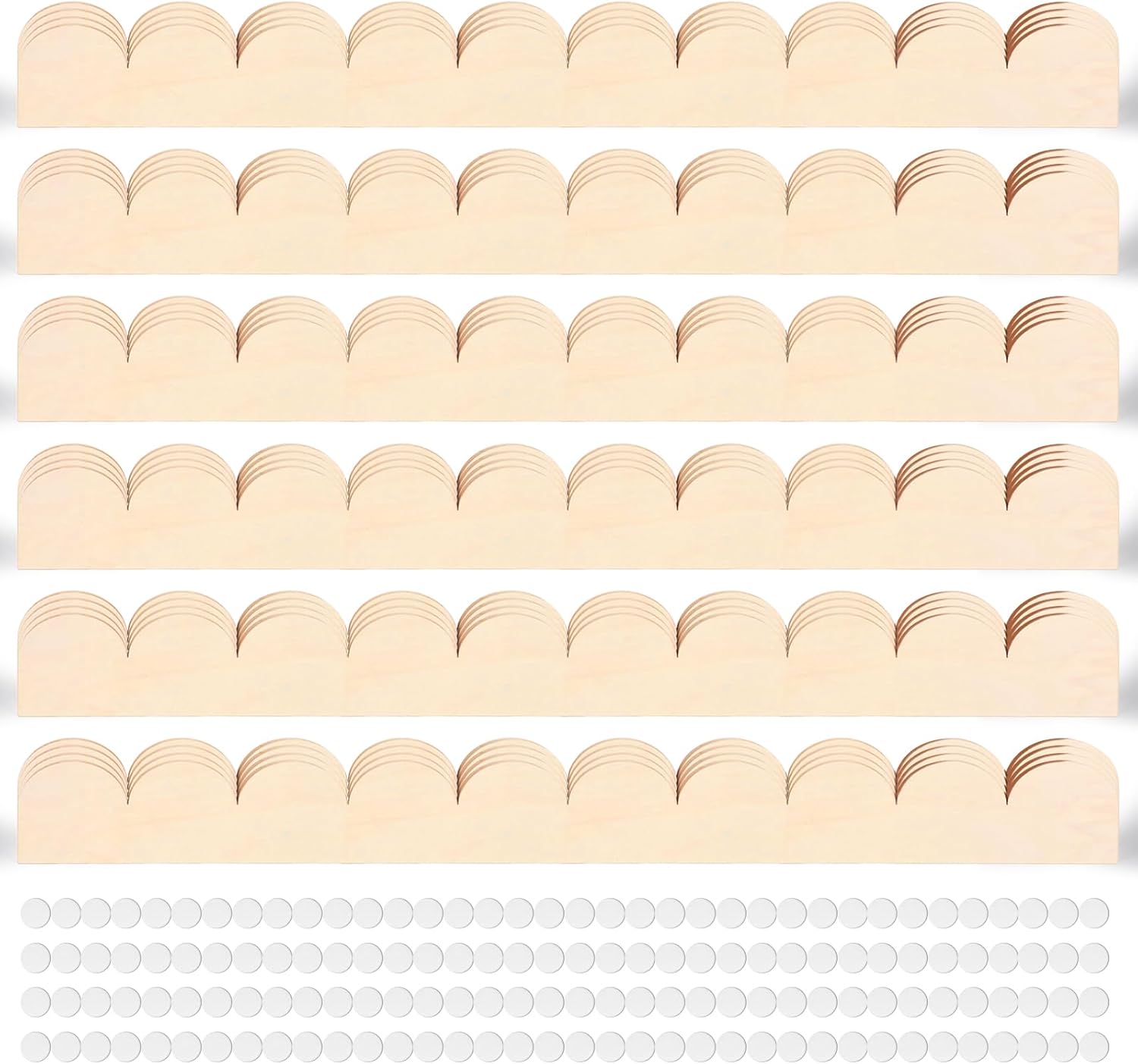 Wood Scalloped Moulding Trim, Unfinished Decorative Scallop Wooden Edging Trim, DIY Scalloped Edge Mouldings for Home Wall Cabinet Shelf Window Door Decor, Interior & Exterior Use (24 Pack 40x4cm)