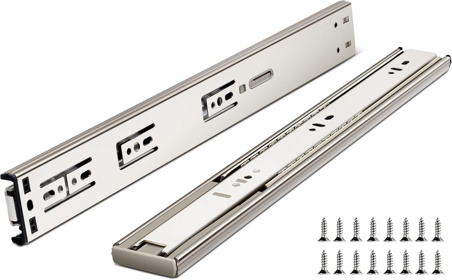 22 Inch Drawer Slides, Plusmart Soft Close Drawer Slide Glides Ball Bearing Full Extension Cabinet Slides, 3 Folds, 150LB, 6 Pairs