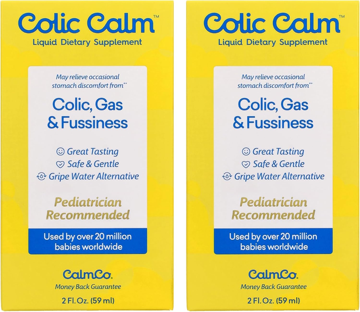 Colic Calm Infant Gripe Water for Colic, Helps Fussiness, Upset Stomach, and Baby Gas Relief, 2 fl oz (Pack of 2)