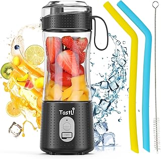 Portable Blender Bottles, Personal Mini Small Blender for Shakes, Smoothies, Fruit Juice and Protein mixes, Cordless, USB-C Rechargeable (Black)