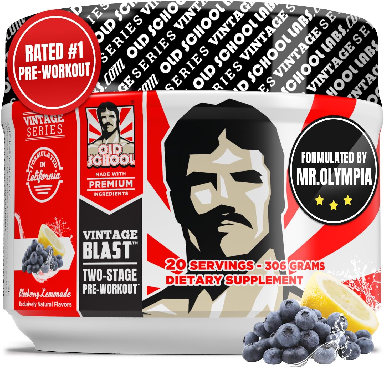 Old School Labs Ultimate 2 Stage Pre Workout for Explosive Energy, Massive Pumps & Focus - Preworkout for Men & Women - Natural Pre Workout Powder with Amino Acids, 250mg Caffeine, Blueberry Lemonade