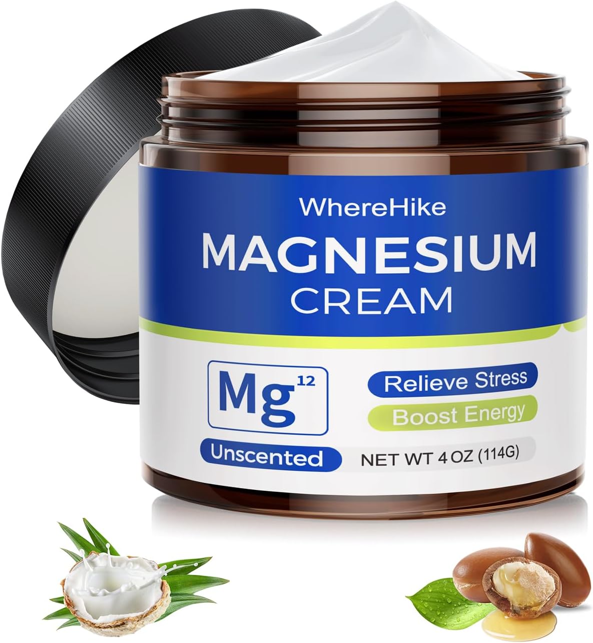 Natural Topical Magnesium Cream for Sleep,Nighttime Magnesium Lotion for Pain and Leg Cramps,Muscle Relaxation,Calm,Deep Hydration for Skin Care.(Unscented)