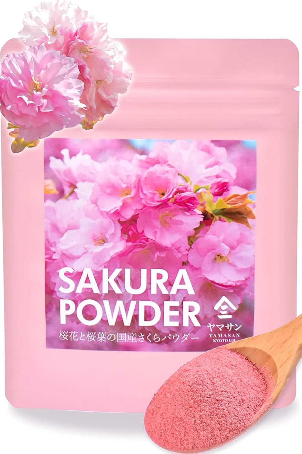 YAMASAN KYOTO UJI Sakura Cherry Blossom Powder, For Baking and Cooking, Easily Add a Cute Pink Color and Flavor, Allergen-Free, Non-GMO, Japanese Drinks, Spring Mix, Japanese Food, 1.4oz (40g)