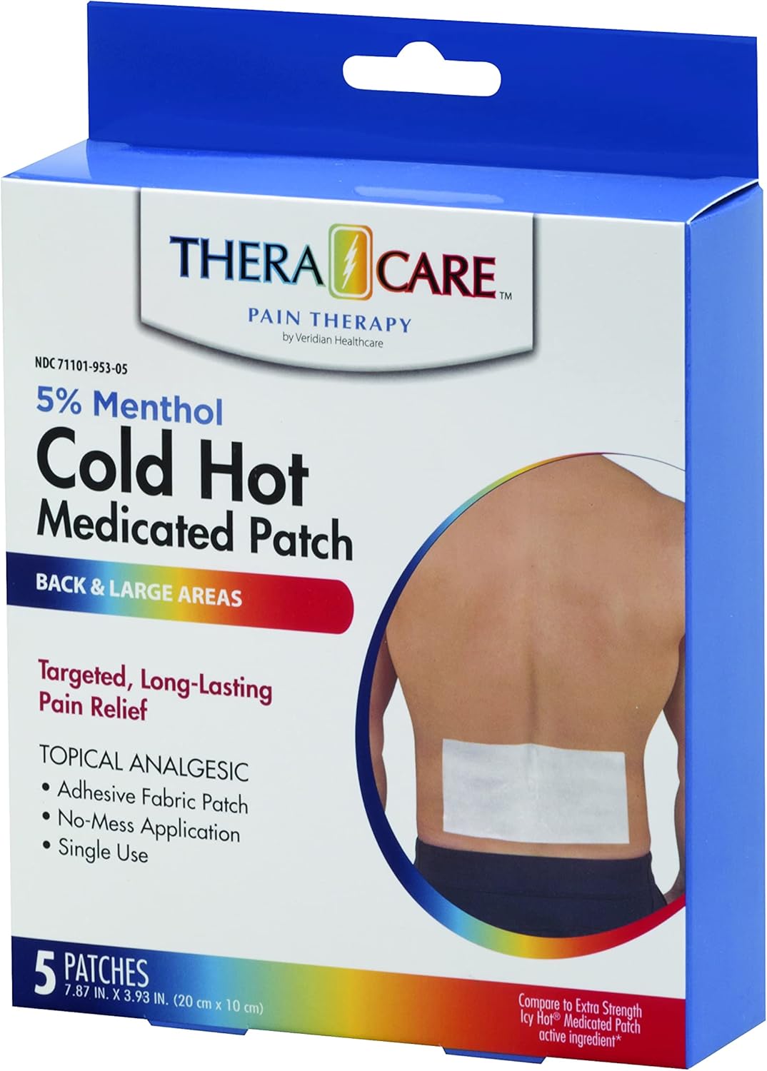 Veridian Healthcare Theracare Cold Hot Medicated Patch, White, 5 Count