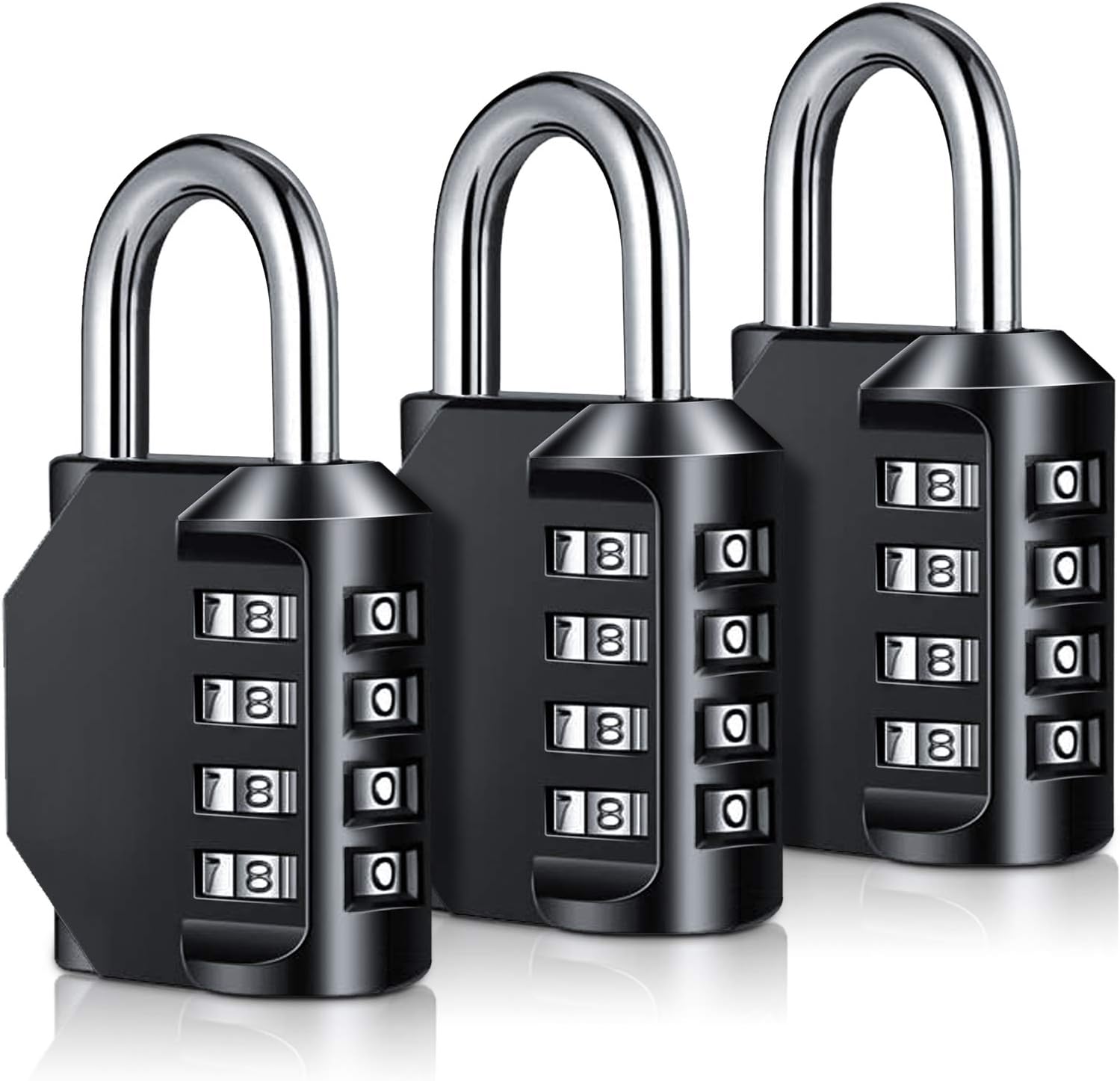 Combination Padlock Heavy Duty Locks - BeskooHome 4-Digit Weatherproof Combination Lock Resettable Combination Padlock Outdoor for Gym, School, Hasp, Outdoor Shed, Storage, Cabinet, Toolbox - 3 Pack