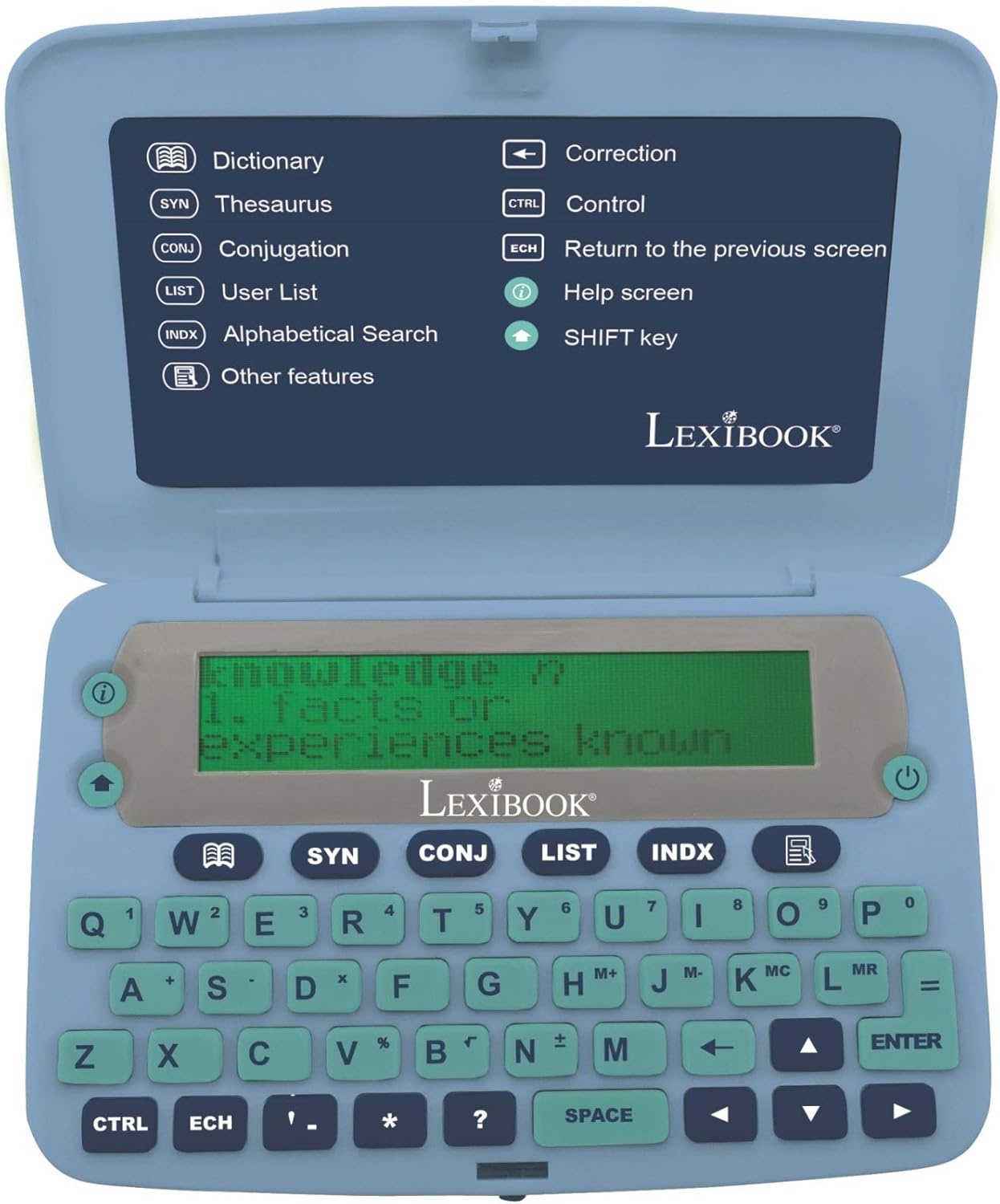 LEXIBOOK D650EN The English Dictionary, Definitions, Thesaurus, Grammar, Phonetic Spellchecker, with Battery, Blue/Grey