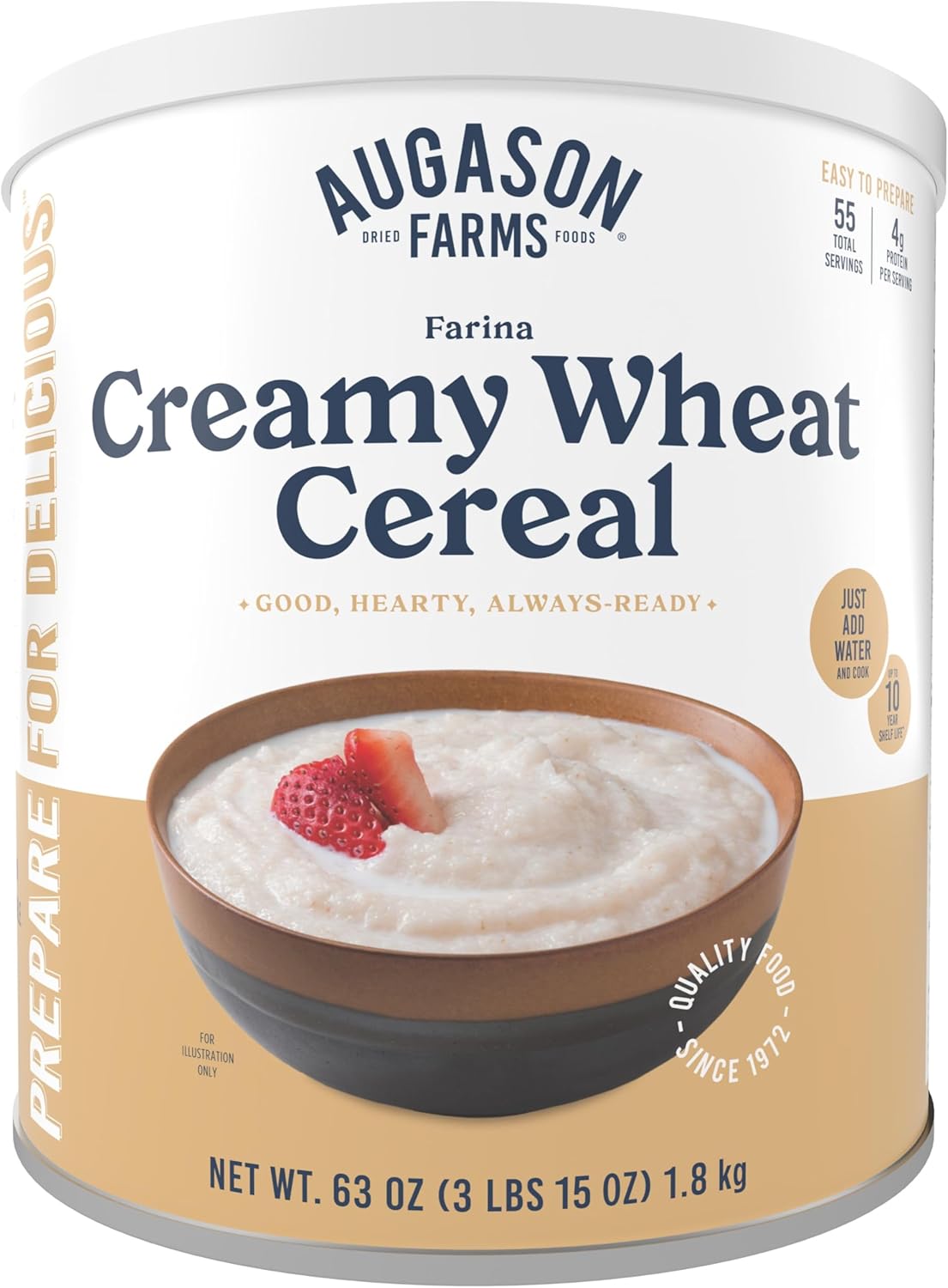 Augason Farms Creamy Wheat Cereal #10 Can, 65 oz