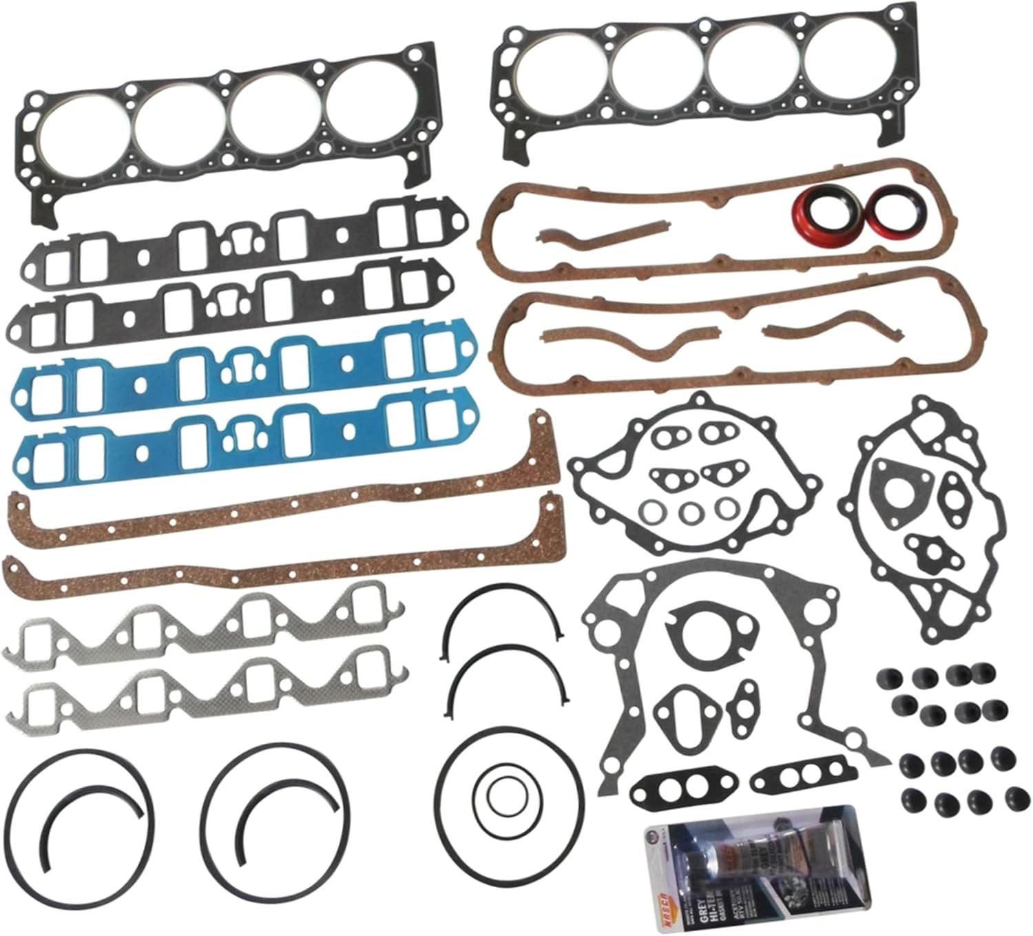 Partsflow Full Engine Gasket Set for 1963-1982 Ford 260 289 302 Ford 302 Full Gasket Set Fits 1968-1982 Ford 302 V8 2 Piece Rear Seal P/n F302-4 4.3L 4.7L 5L V8 OE#260-1125