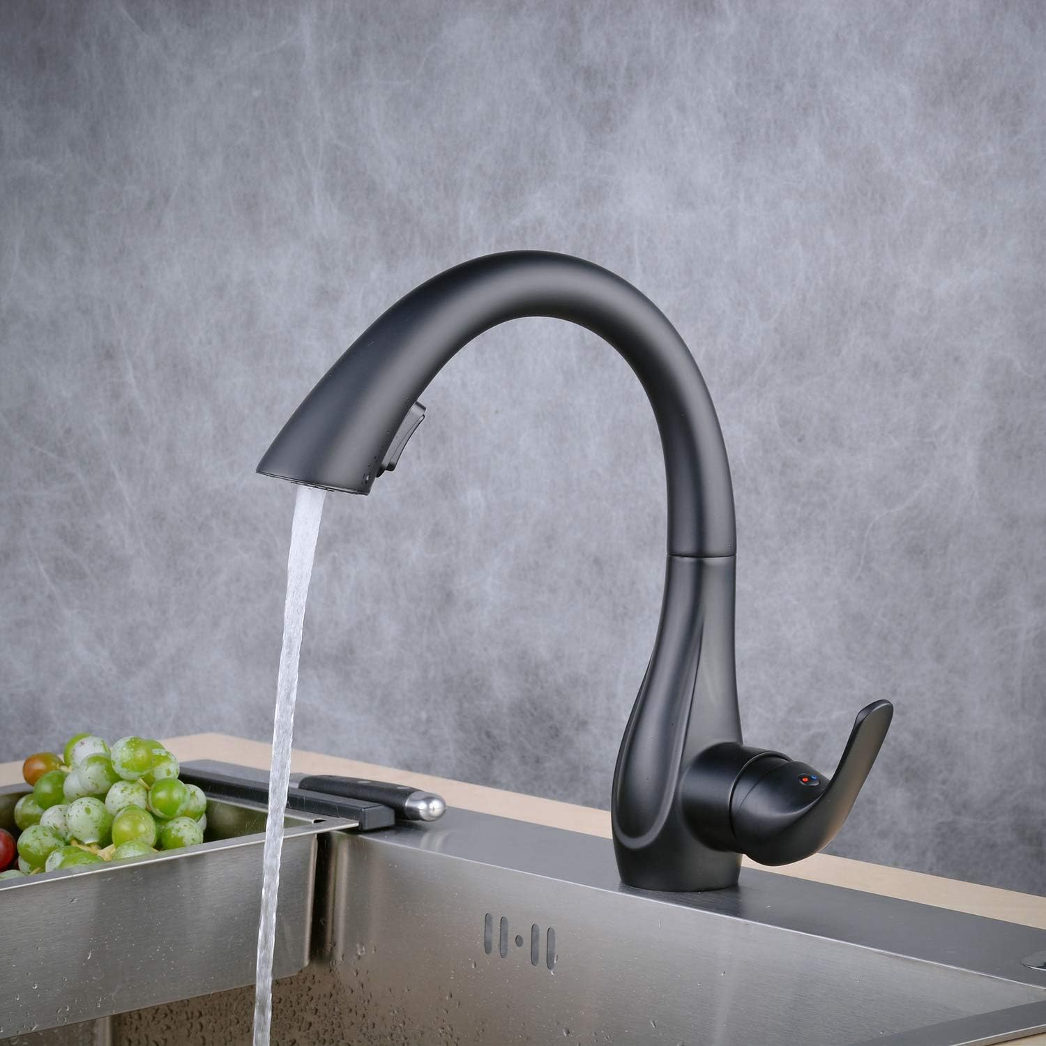 Brass Kitchen Sink Taps Pull Out Single Handle Monobloc Black