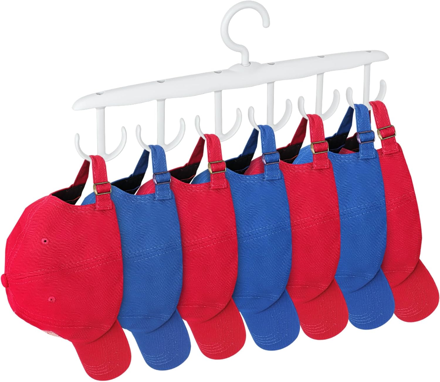 Hat Hangers for Closet, 1-Pack Hat Organizer for Baseball Caps, 360-Degree Rotation Hat Holder Storage with 12 Hooks, Organizador de Gorras - Gift for Men, Women, White