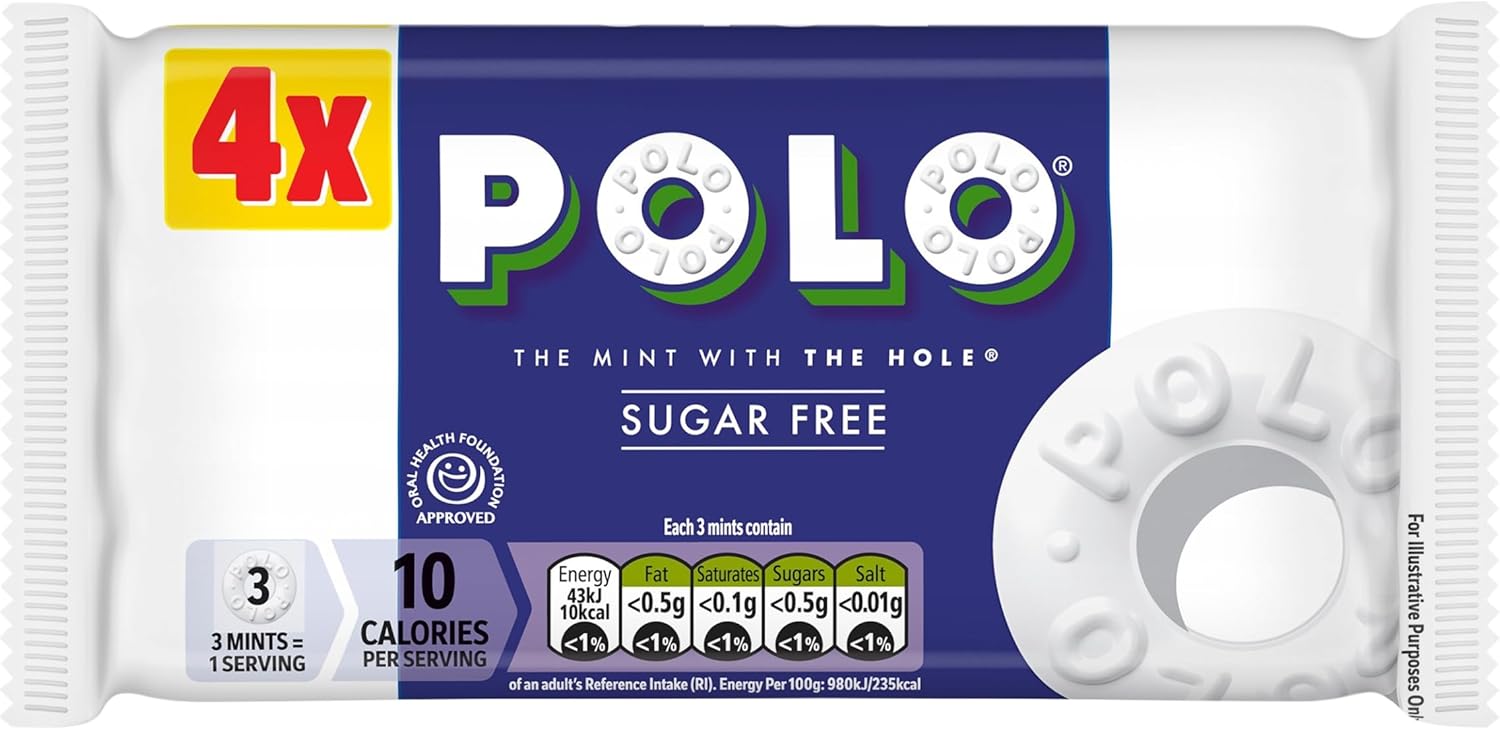 Polo Sugar Free Mint Tube Multipack, 4 x 33.4 g