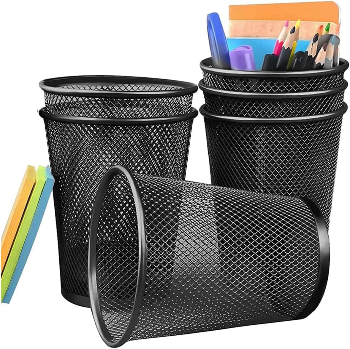 Answaily Pen Holder 6 Pack, Mesh Desk Organizer Pen Pot Pencil Holders, Stationary Supplies Pencil Pots For Office, Home, Classroom