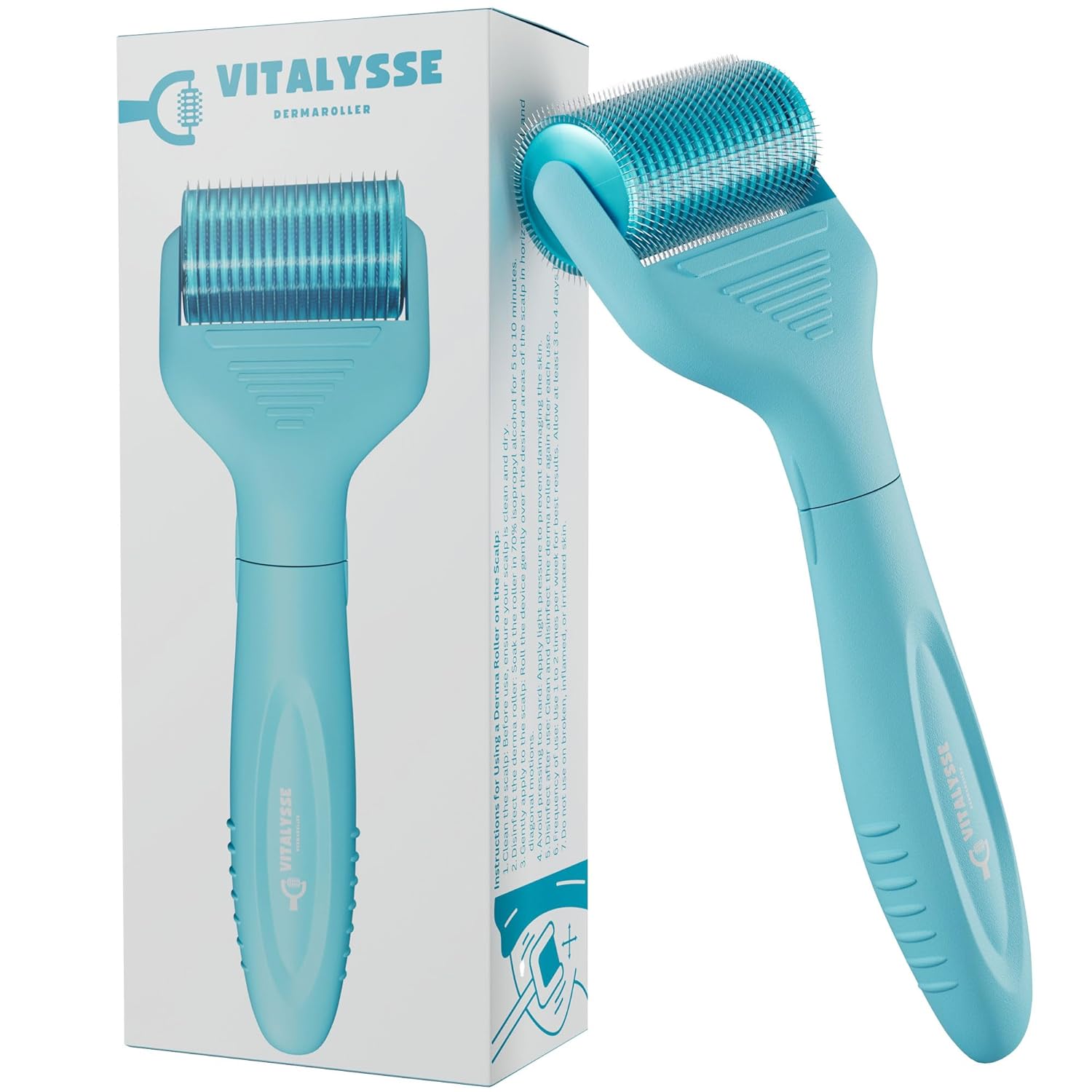 Scalp Derma Roller – 0.25mm Microneedling Tool for Hair & Scalp – 1200 Titanium Needles, Replaceable Head, CE Certified – Hair Care for Men & Women – Proudly Canadian